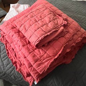 Belgian Linen Quilt, Frayed Edge, King/Cal. King, Rose Bisque